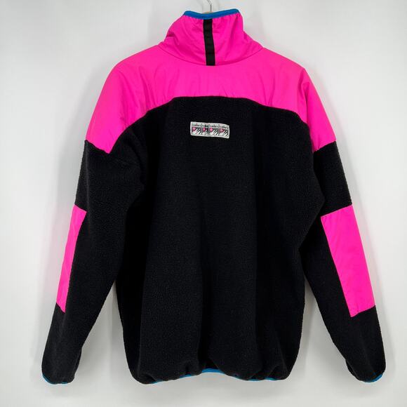 Vintage Solus 1/2 Zip  Polar Fleece Pullover Jacket Large Unisex Pink Blue USA - Picture 3 of 10